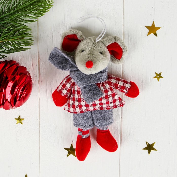 Мягкая игрушка-подвеска "Мышка в шарфике"