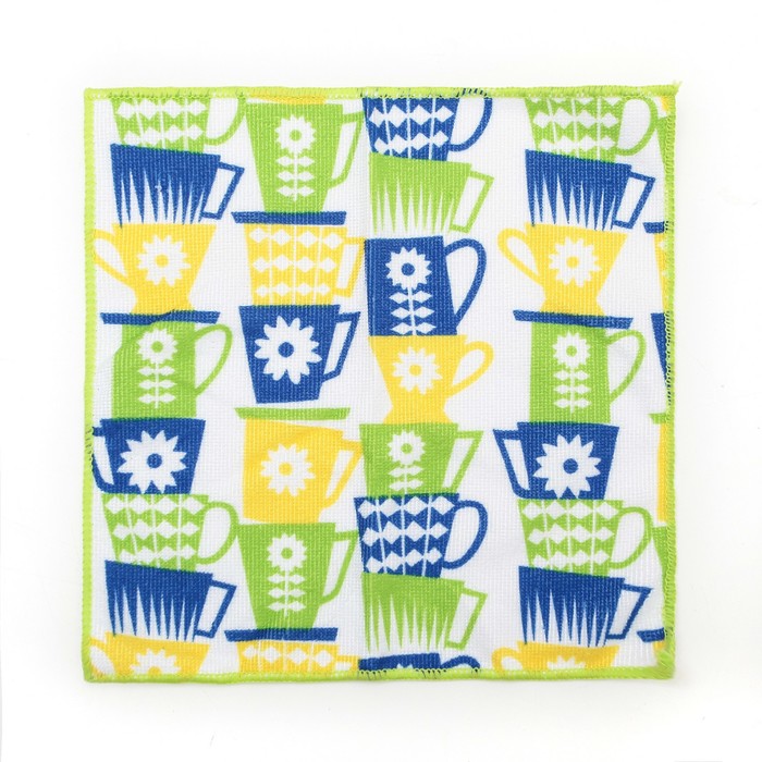 Салфетка для уборки "Чашки" 30х30 см, 200 гр