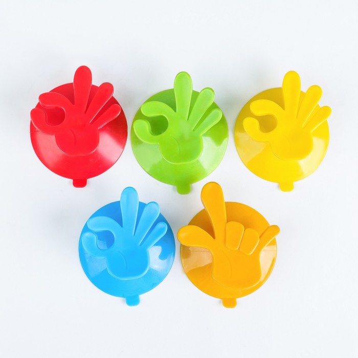 Крючок на присоске "Жесты", цвет МИКС