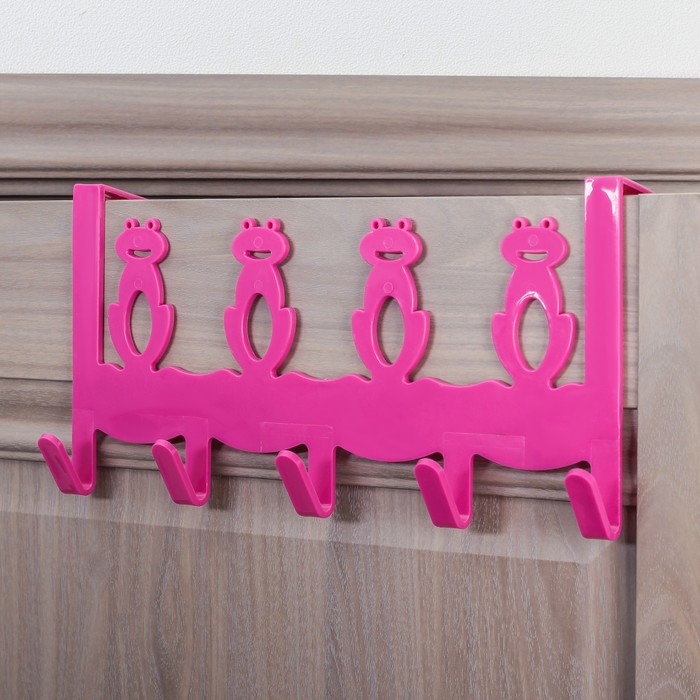 Вешалка надверная на 5 крючков "Лягушата", цвет МИКС