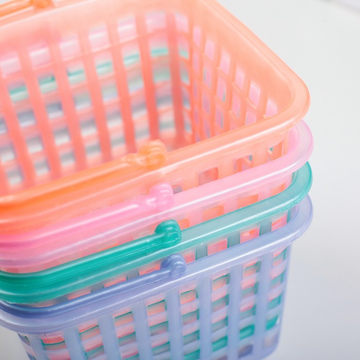 Корзина для хранения с ручкой 14х14х10 см "Классик", цвета МИКС