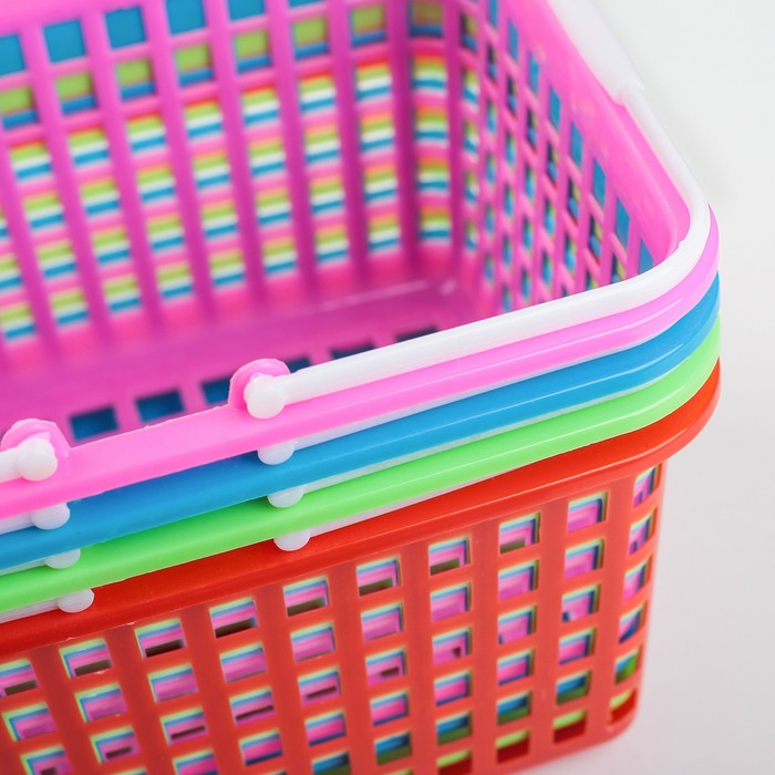 Корзина для хранения с ручками 23х18х12 см, цвета МИКС