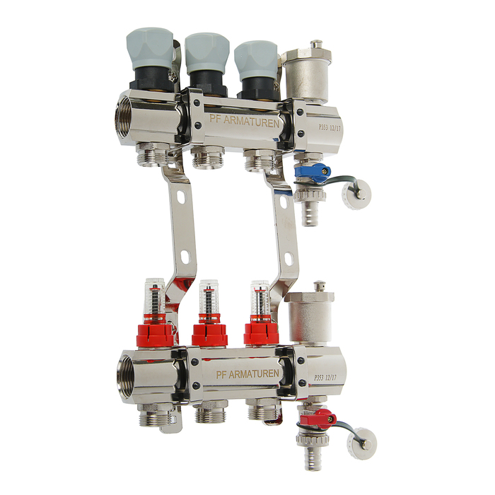 Коллекторная группа ProFactor 1" х 3/4", с расходомерами, 3 выхода