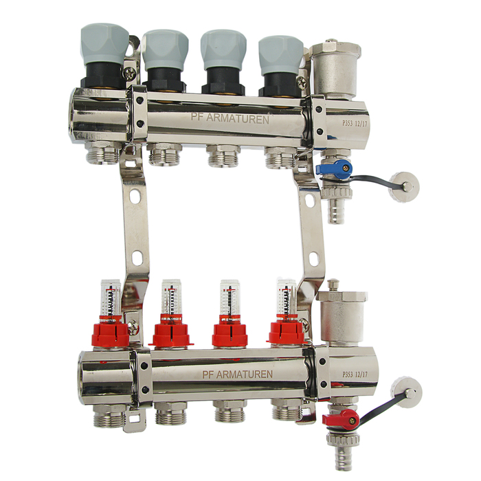 Коллекторная группа ProFactor 1" х 3/4", с расходомерами, 4 выходов