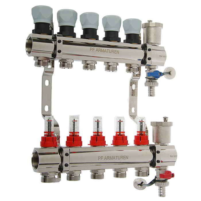 Коллекторная группа ProFactor 1" х 3/4", с расходомерами, 5 выходов