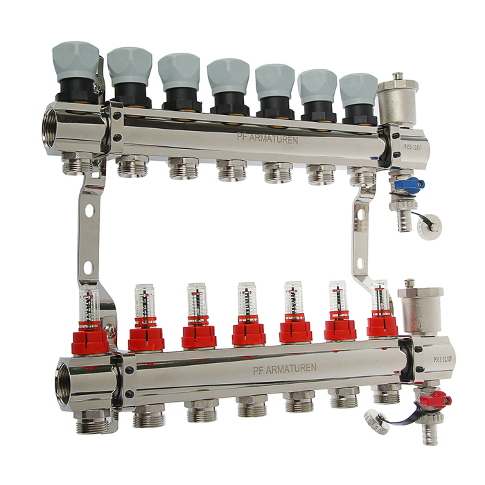 Коллекторная группа ProFactor 1" х 3/4", с расходомерами, 7 выходов
