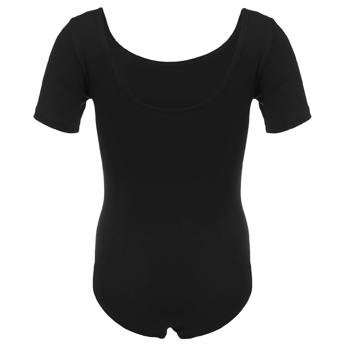 Купальник гимнастический Фея х/б, короткий рукав, размер 36, цвет чёрный