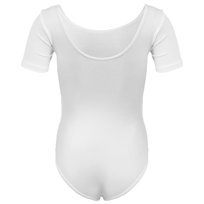 Купальник гимнастический Фея х/б, короткий рукав, размер 34, цвет белый