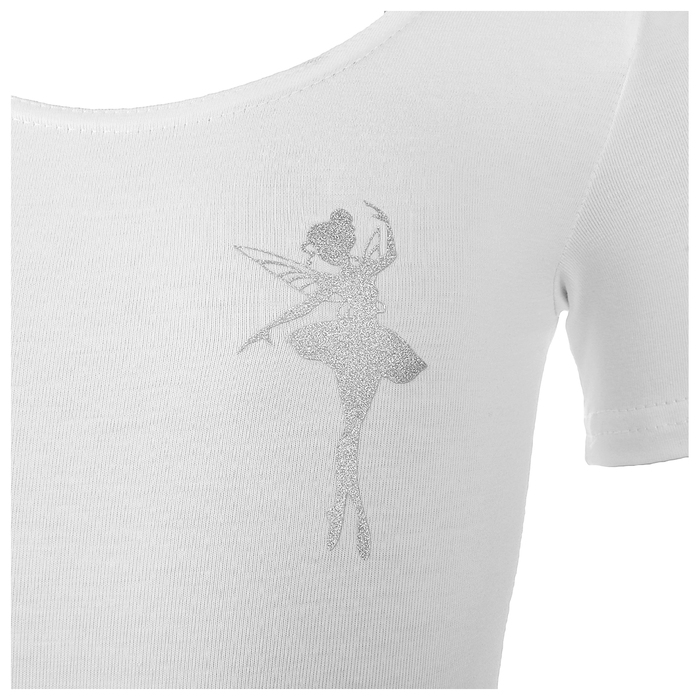 Купальник гимнастический Фея х/б, короткий рукав, размер 36, цвет белый