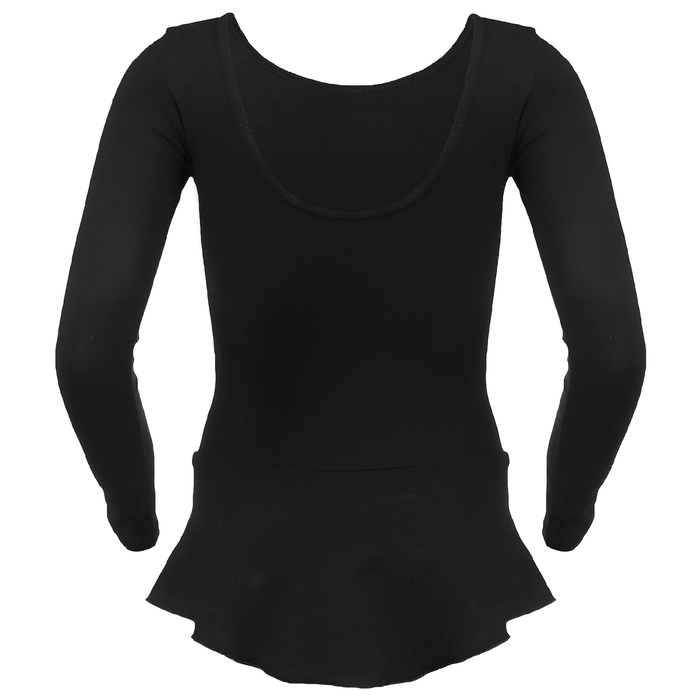 Купальник гимнастический Фея х/б, с юбкой длин.рукав, размер 36, цвет чёрный