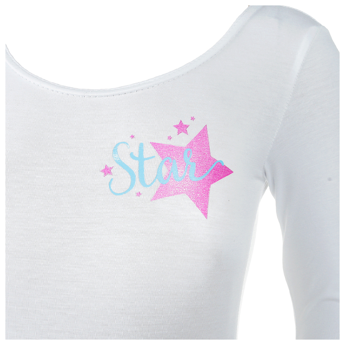 Купальник гимнастический Star х/б, рукав 3/4, размер 32, цвет белый