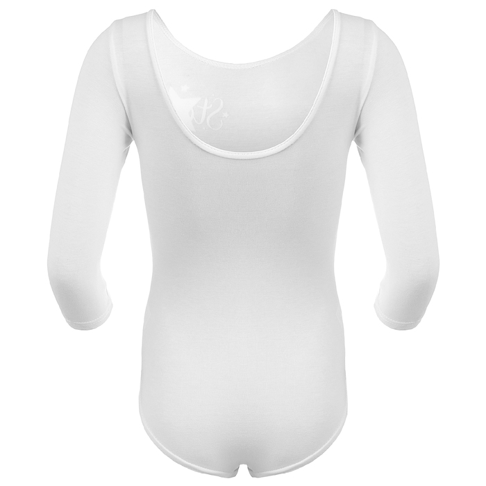 Купальник гимнастический Star х/б, рукав 3/4, размер 32, цвет белый
