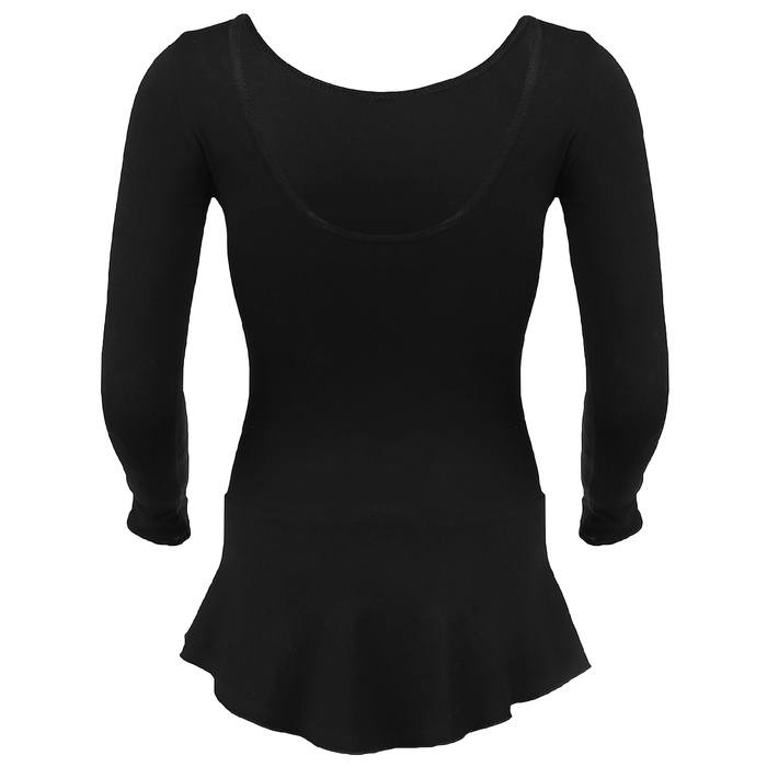 Купальник гимнастический Star х/б, с юбкой длин.рукав, размер 38, цвет чёрный