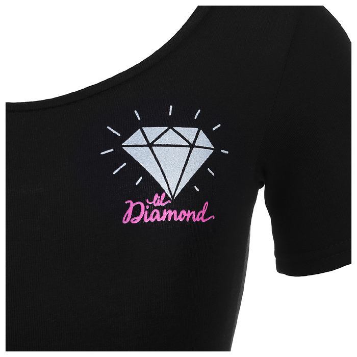 Купальник гимнастический Diamond х/б, короткий рукав, размер 28, цвет чёрный