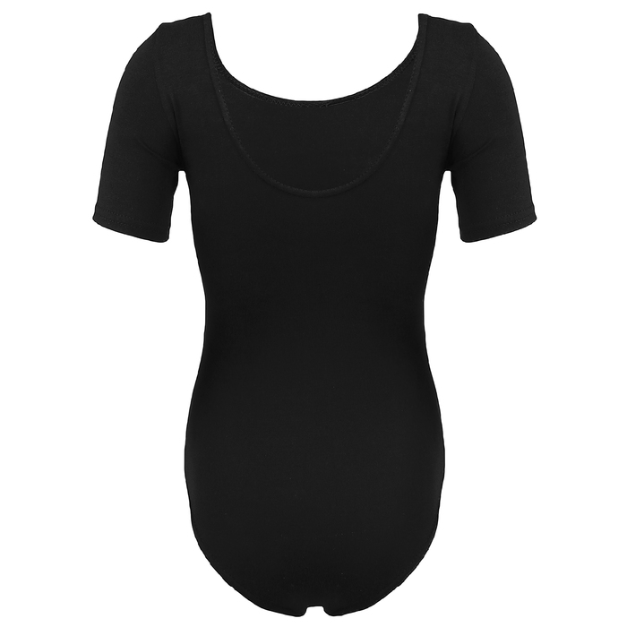 Купальник гимнастический Diamond х/б, короткий рукав, размер 36, цвет чёрный