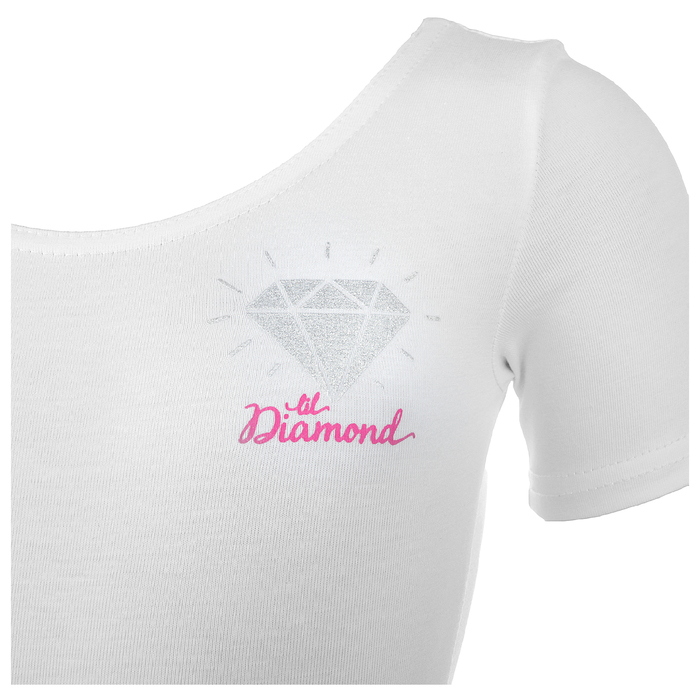 Купальник гимнастический Diamond, х/б короткий рукав, размер 40, цвет белый