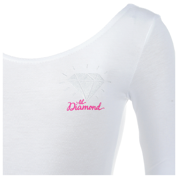 Купальник гимнастический Diamond х/б, рукав 3/4, размер 38, цвет белый