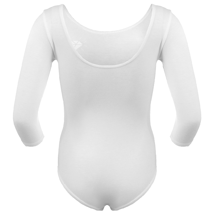 Купальник гимнастический Diamond х/б, рукав 3/4, размер 38, цвет белый