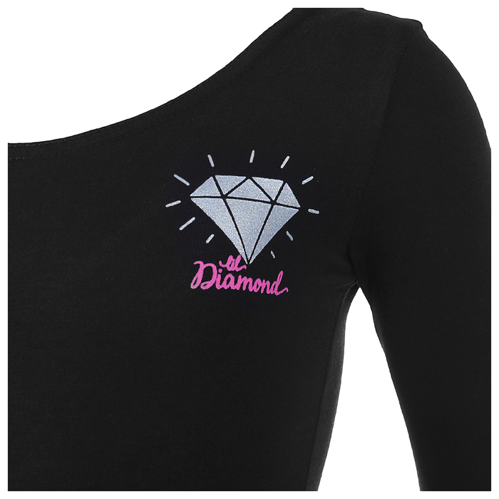 Купальник гимнастический Diamond х/б, с юбкой длин.рукав, размер 32, цвет чёрный