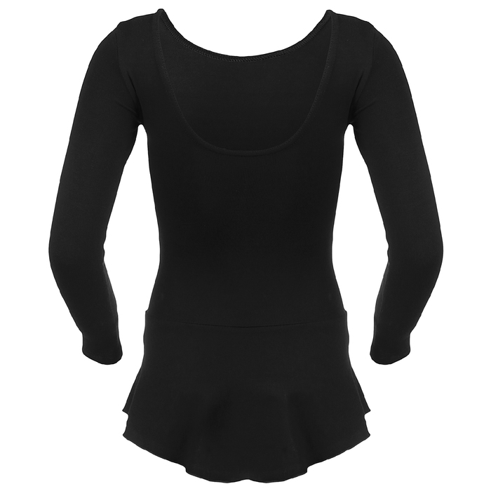 Купальник гимнастический Diamond х/б, с юбкой длин.рукав, размер 38, цвет чёрный