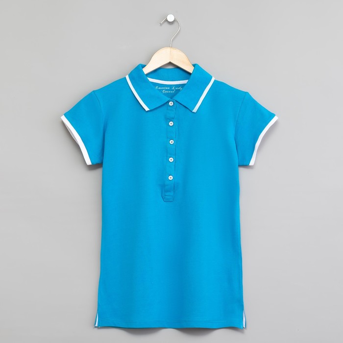 Футболка женская поло цвет голубой, р-р 46
