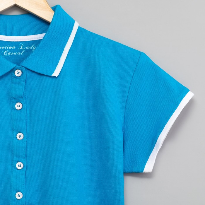 Футболка женская поло цвет голубой, р-р 50