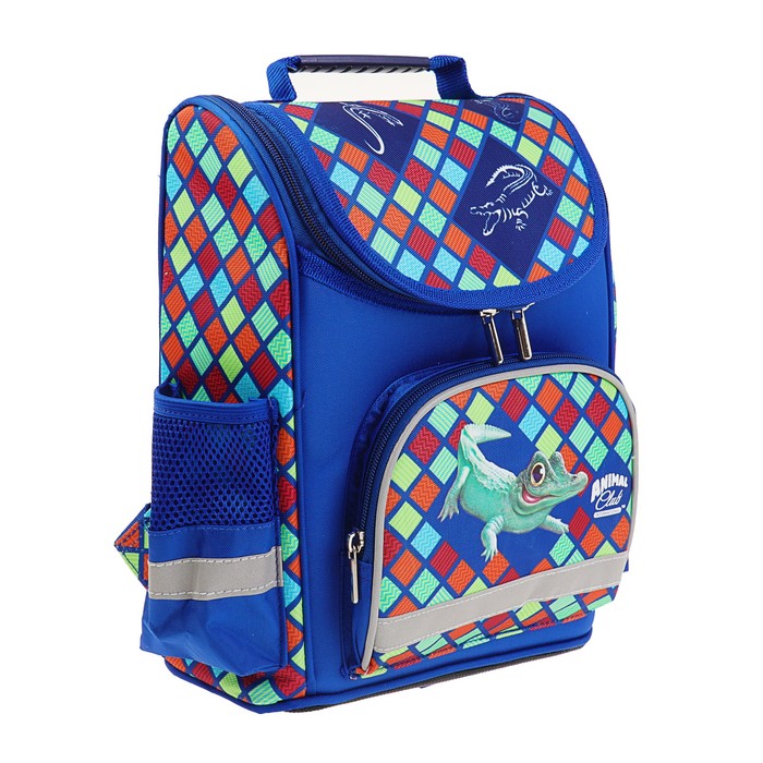 Ранец Стандарт ACTION! Animal Club 32*25*13 мал "Крокодил", синий