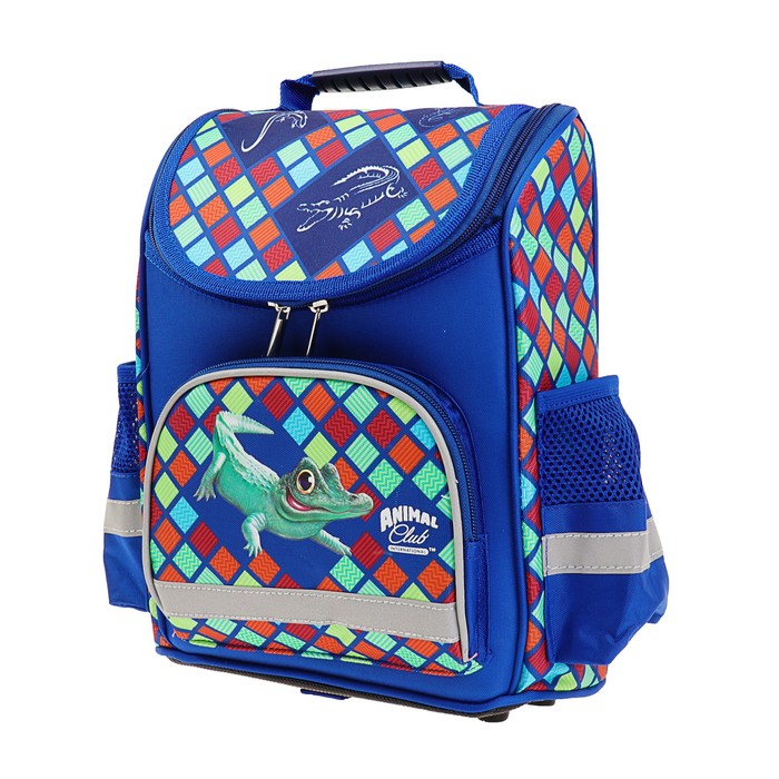 Ранец Стандарт ACTION! Animal Club 32*25*13 мал "Крокодил", синий