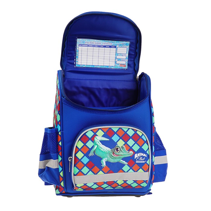 Ранец Стандарт ACTION! Animal Club 32*25*13 мал "Крокодил", синий