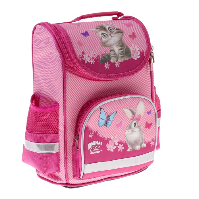 Ранец Стандарт ACTION! Animal Club 32*25*13 дев "Зайка", розовый