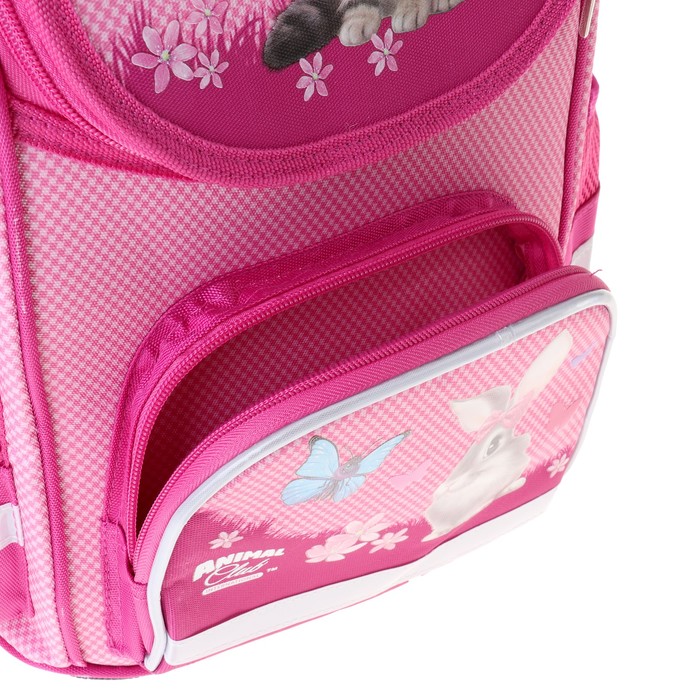 Ранец Стандарт ACTION! Animal Club 32*25*13 дев "Зайка", розовый