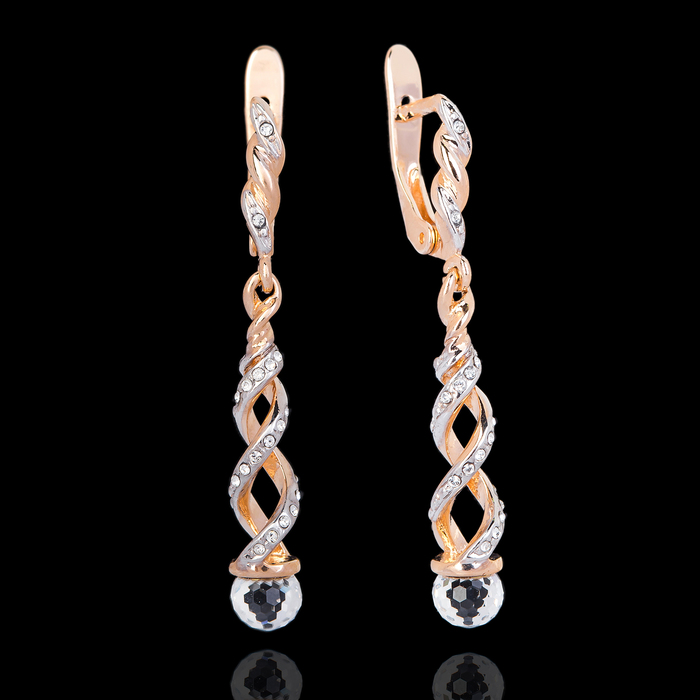 Серьги "Капель", цвет белый в золоте