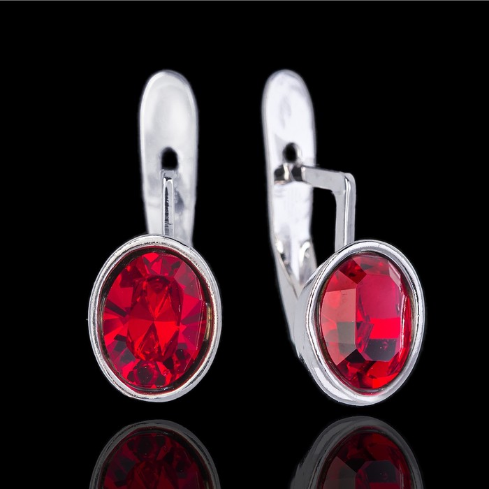 Серьги "Канопус", цвет красный в серебре