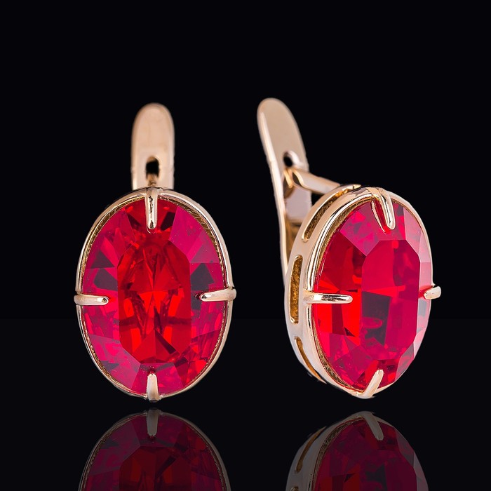 Серьги "Иллер", цвет красный в золоте