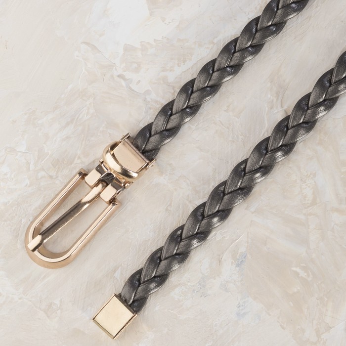 Ремень женский, пряжка хомут, кончик золото, ширина - 1 см, цвет серый