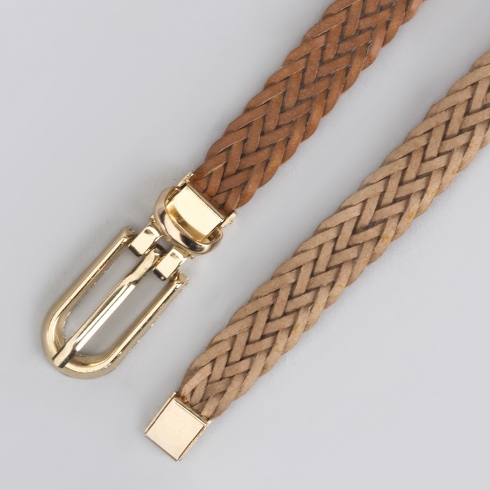 Ремень женский, пряжка хомут, кончик золото, ширина - 1,5 см, цвет коричневый