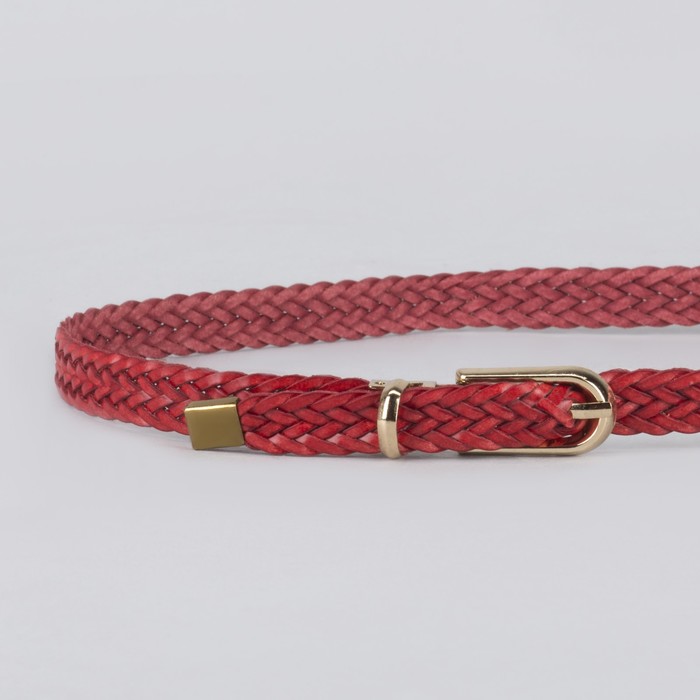 Ремень женский, пряжка хомут, кончик золото, ширина - 1,5 см, цвет бордовый