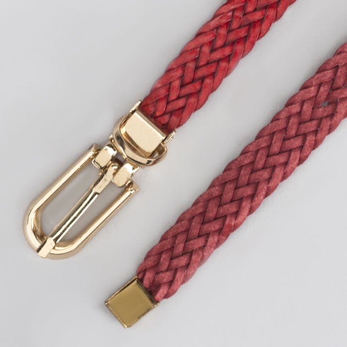 Ремень женский, пряжка хомут, кончик золото, ширина - 1,5 см, цвет бордовый