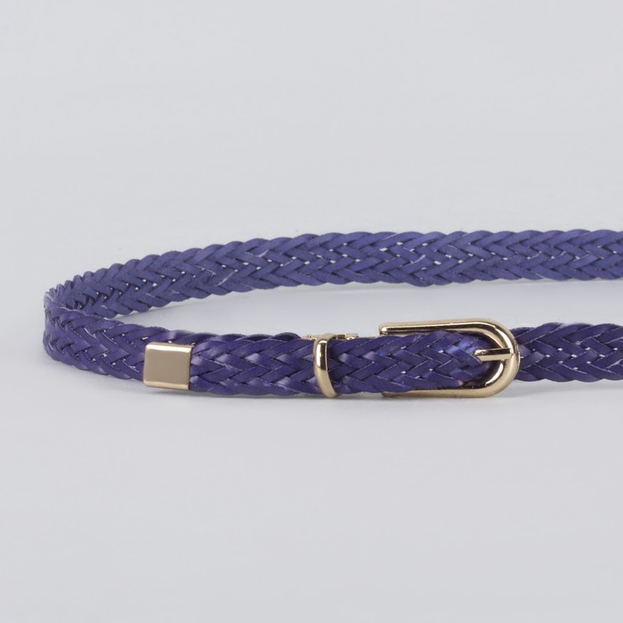 Ремень женский, пряжка хомут, кончик золото, ширина - 1,5 см, цвет синий