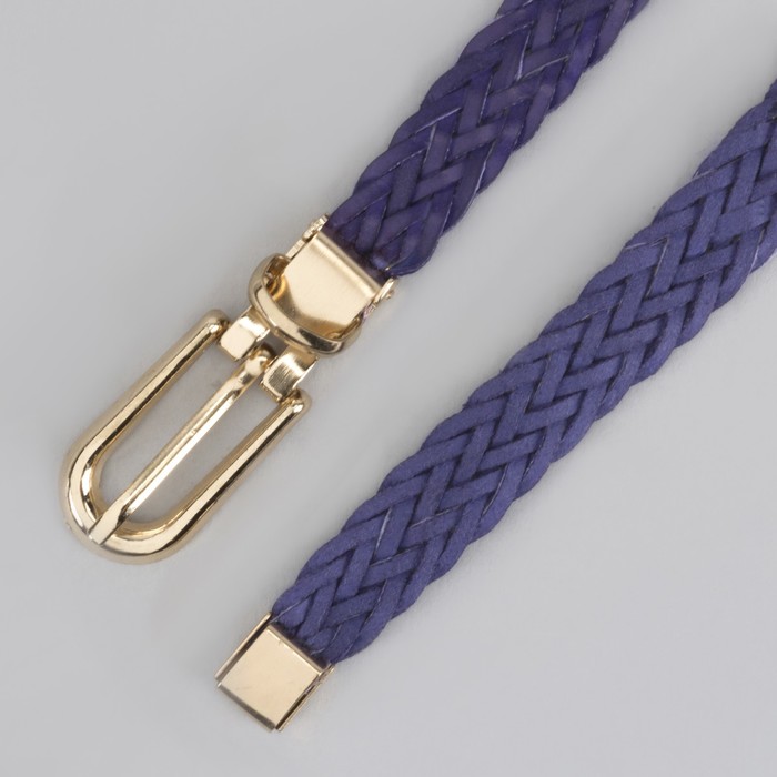 Ремень женский, пряжка хомут, кончик золото, ширина - 1,5 см, цвет синий