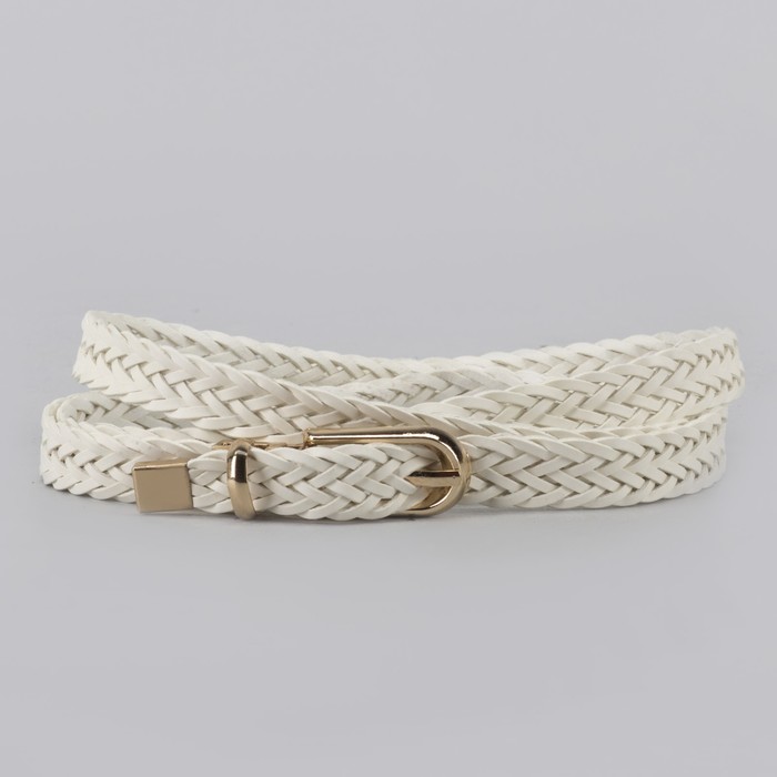 Ремень женский, пряжка хомут, кончик золото, ширина - 1,5 см, цвет белый