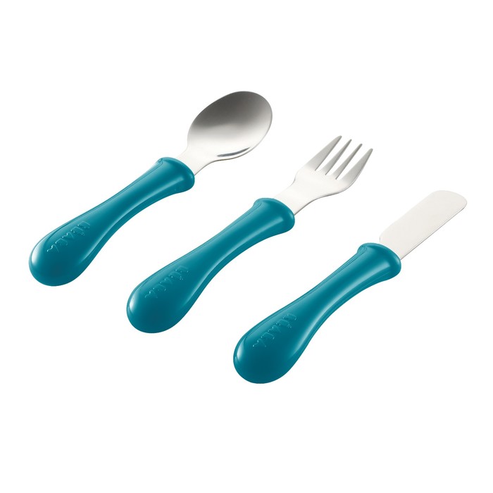Набор столовых приборов детский: ложка, вилка, нож   SET OF 3 CUTLERY INOX BLUE