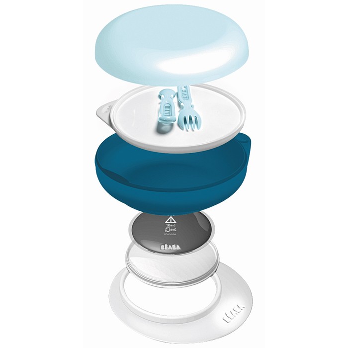 Набор детской посуды: тарелочка детская, крышка, вилка, ложка BENTO BOX ELLIPSE BLUE