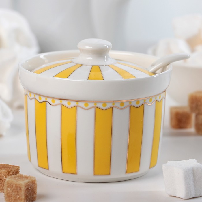 Сахарница с ложкой "Гастроли" 200 мл, 10х10х9 см, цвет желтый