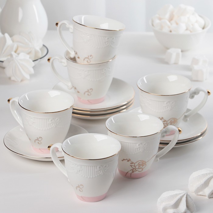 Сервиз чайный 12 пред "Изящество" 6 чашек 10,5х8х7,5 см, 6 блюдец d-12,5см