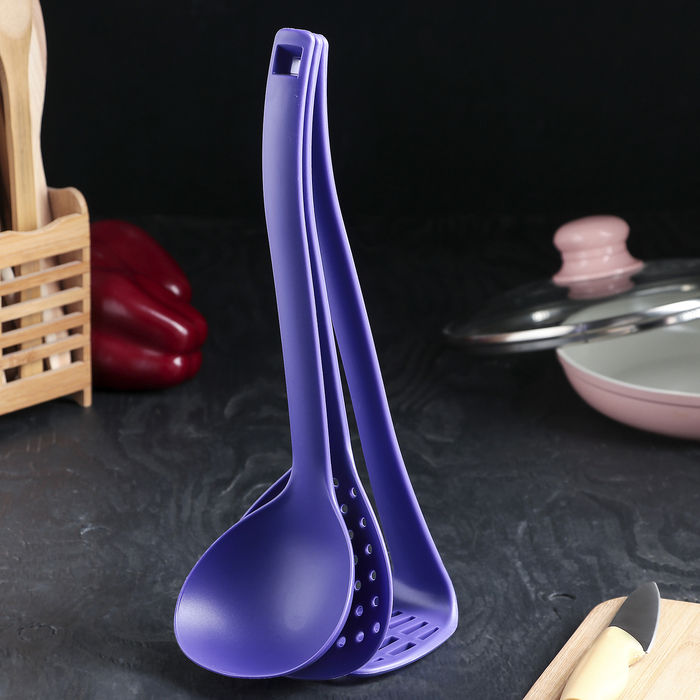 Набор кухонных принадлежностей "Трио" 33 см, цвет фиолетовый