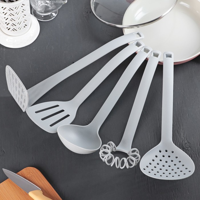 Набор кухонных принадлежностей "Ассорти" 33 см, цвет серый