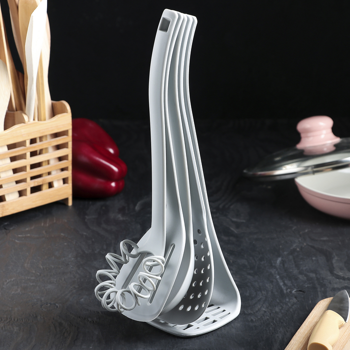 Набор кухонных принадлежностей "Ассорти" 33 см, цвет серый