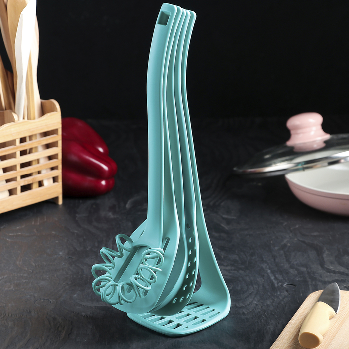 Набор кухонных принадлежностей "Ассорти" 33 см, цвет голубой