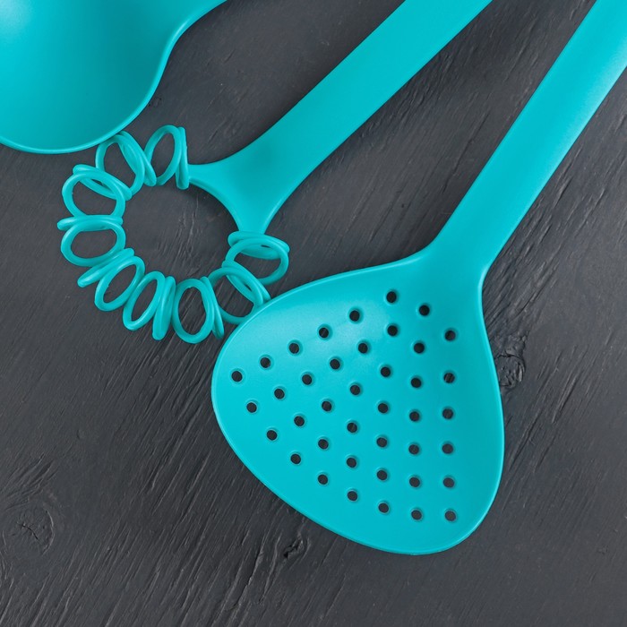 Набор кухонных принадлежностей "Ассорти" 33 см, цвет голубой